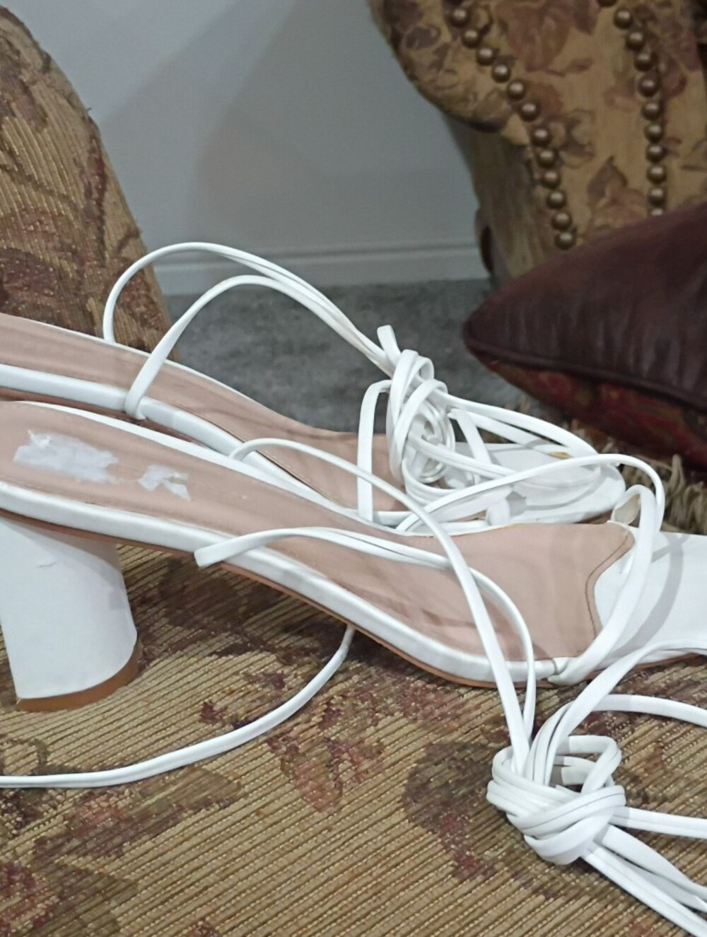 Princess Polly White Lace-Up Block Heel Sandals